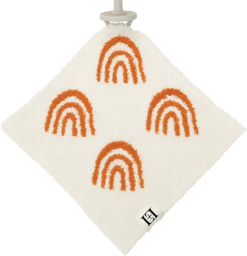 Leaps + Legends L+L USA Rainbow Baby Lovey Pacifier/Teether Holder 10"x10" - DreamSoft Plush Fluffy Cuddly Soothie Reversible Mini Comfort Blanket - Cute Newborn Gift Essential Babies Boys Girls (Rust Orange/White) - Image 2